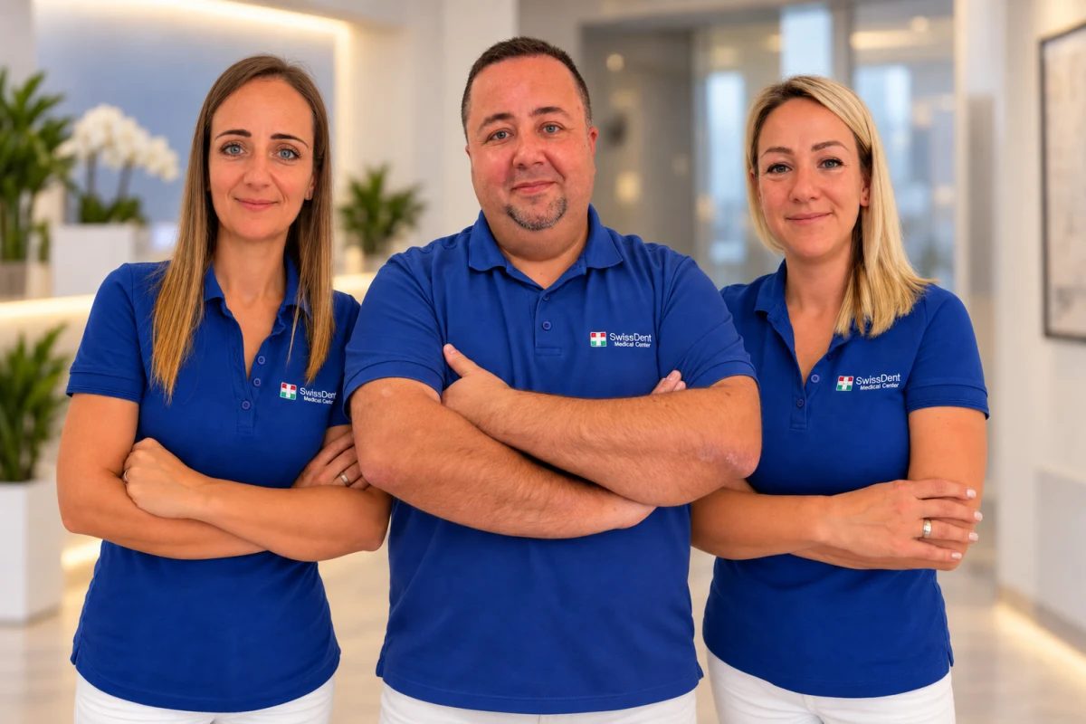 A SwissDent Medical Center csapata: Dr. Sebestyén-Teleki István és két munkatársa